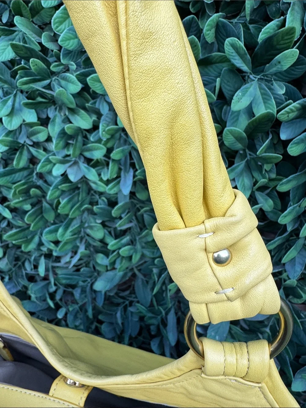 Coach Parker Yellow Leather Shoulder Bag with Kisslock & Gold-Tone Hardware